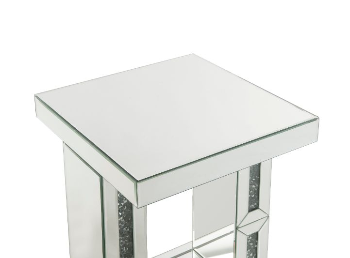 Noralie Glam Rectangular Accent Table with Unique Pedestal Base