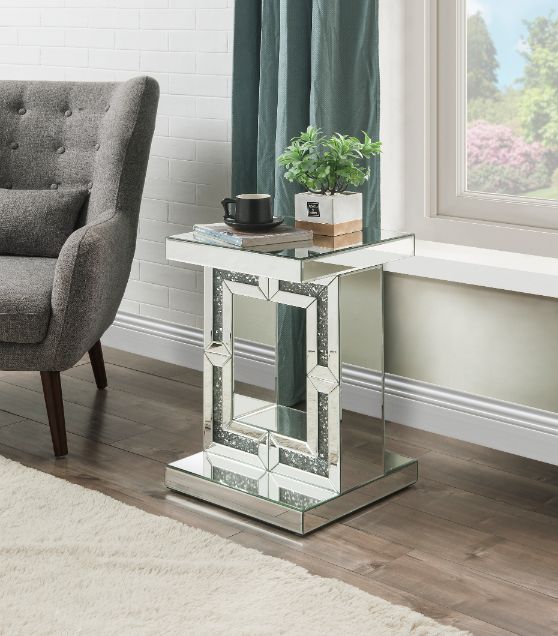 Noralie Glam Rectangular Accent Table with Unique Pedestal Base