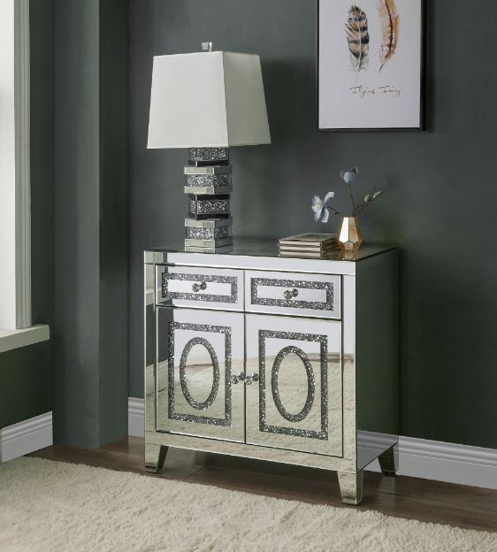 Noralie 32"H Glam Cabinet with Tapered Legs