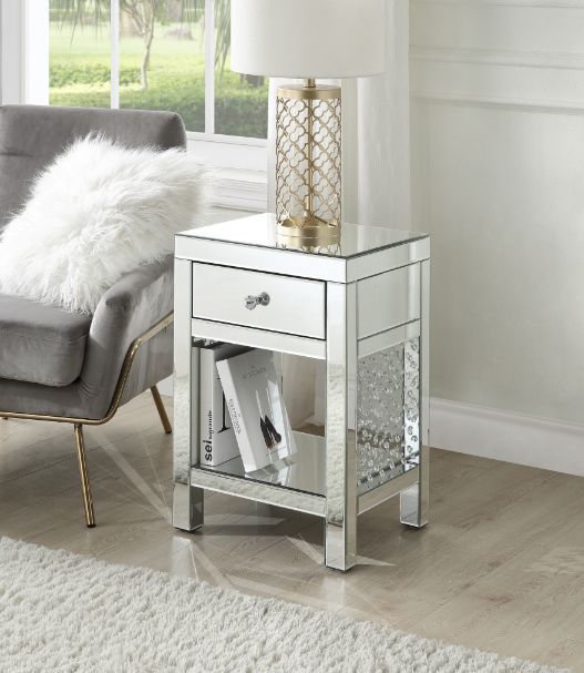 Nysa 1-Drawer 1-Shelf Rectangular Accent Table