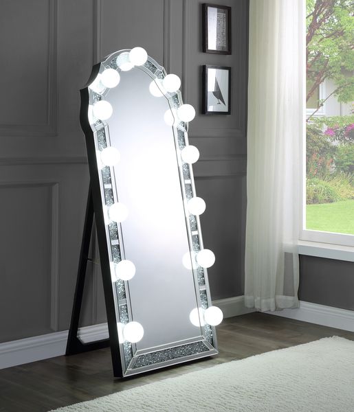 Noralie 4"W Rectangular Glam Floor Mirror