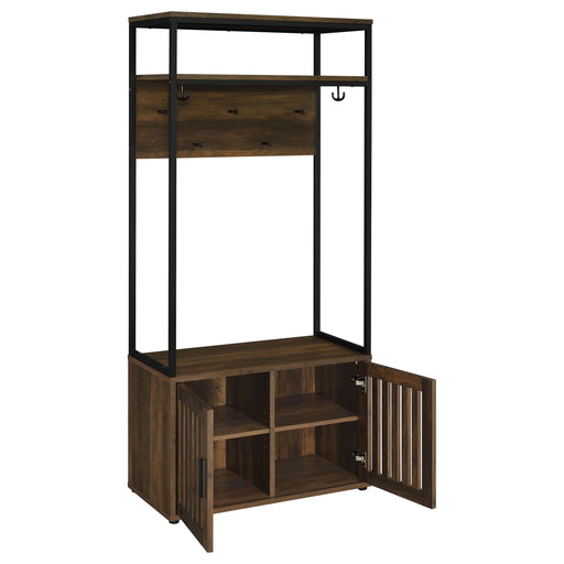 Coaster Quincy 2-door Engineered Wood Hall Tree Dark Pine and Black Default Title