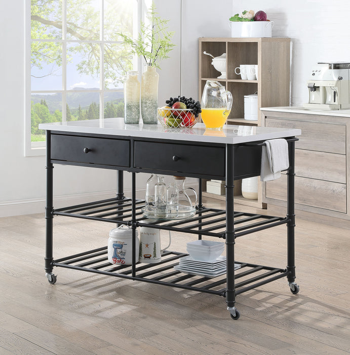 Emery 2 Drawers Kitchen Island