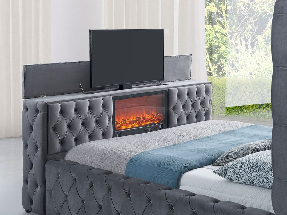 Clarice Master Bed With TV Lift & Fireplace with Speaker