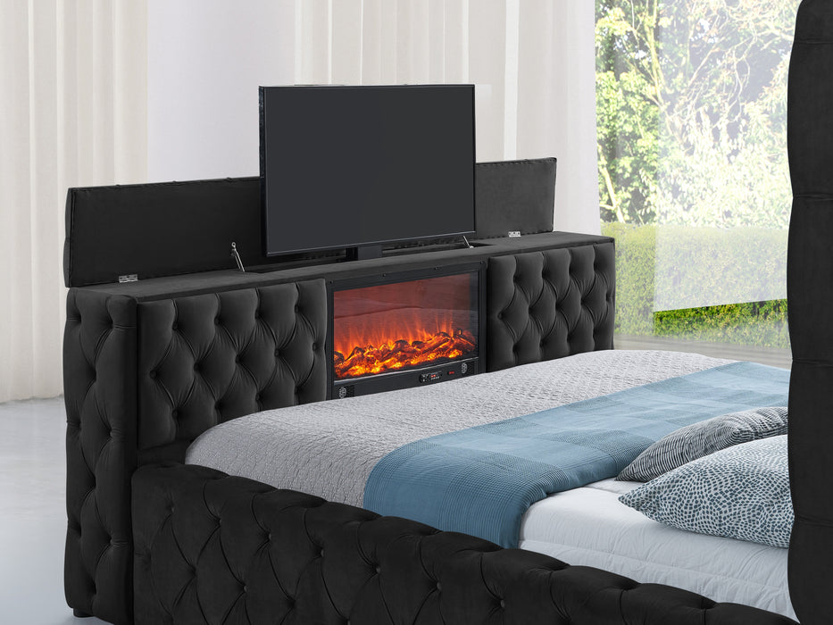 Clarice Master Bed With TV Lift & Fireplace with Speaker