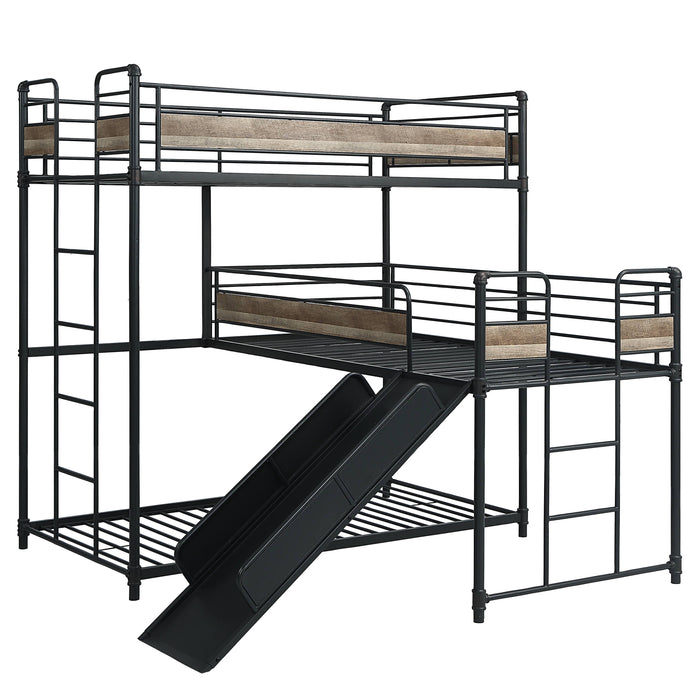 Brantley L-Shaped Metal Triple Bunk Bed (T/T/T)