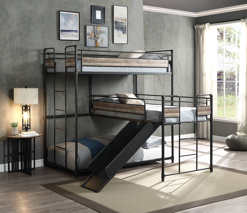 Brantley L-Shaped Metal Triple Bunk Bed (T/T/T)