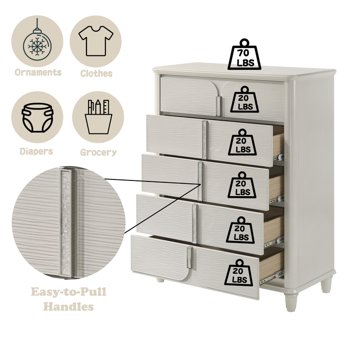 Laveda Rectangular 5-Drawer Chest