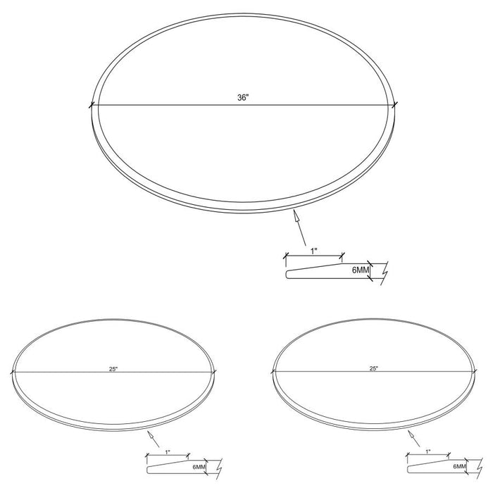 3-piece Occasional Table Clear Tempered Glass Top