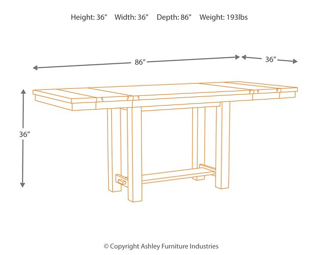 Mesa extensible de comedor con altura de mostrador Moriville