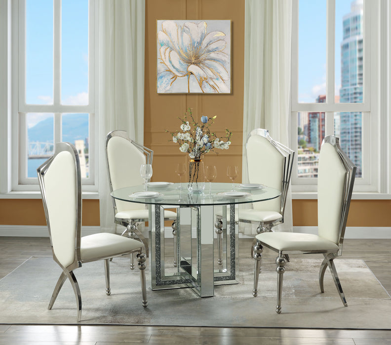 Noralie 52"Dia Glam Dining Table with Sled Base