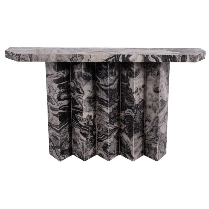 54" Marquette Marble Console Table, Black
