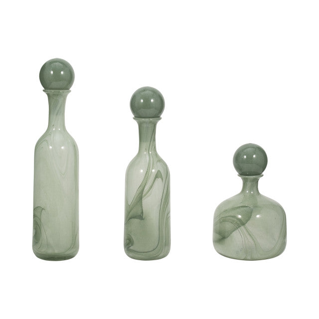12/17/19" Verena Green Lidded Glass Bottles