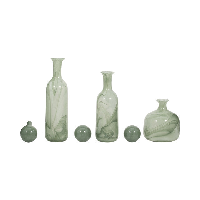 12/17/19" Verena Green Lidded Glass Bottles