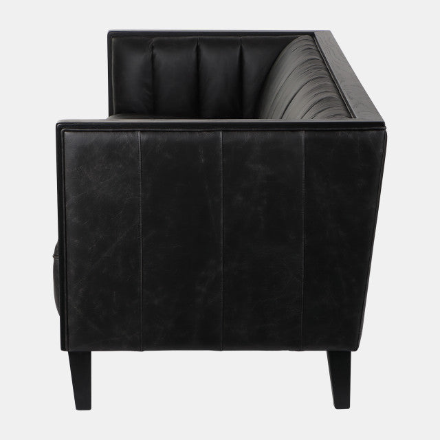 89" Eclipse Leather Sofa, Black