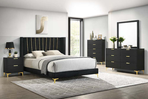 Coaster Kendall Upholstered Tufted Bedroom Set Black Queen Set of 5