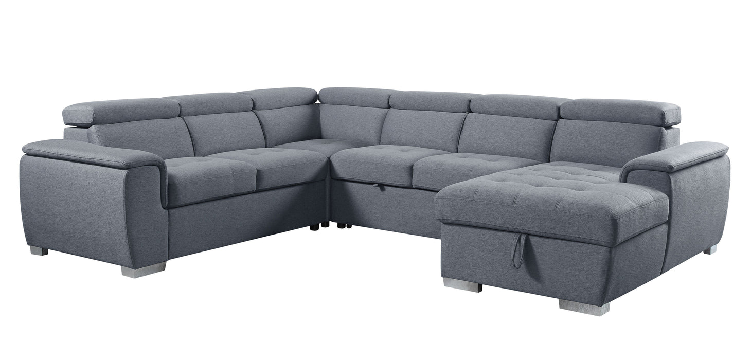 Hanley 124"L Sectional Sofa with Sleeper & Storage