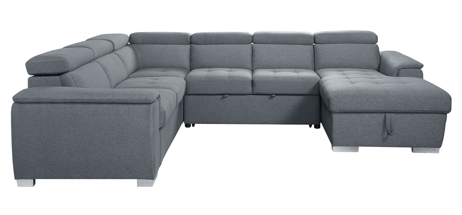 Hanley 124"L Sectional Sofa with Sleeper & Storage