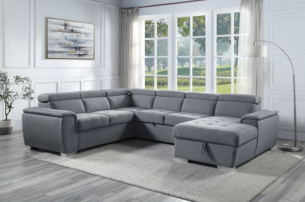 Hanley 124"L Sectional Sofa with Sleeper & Storage