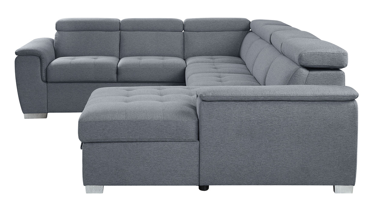 Hanley 124"L Sectional Sofa with Sleeper & Storage