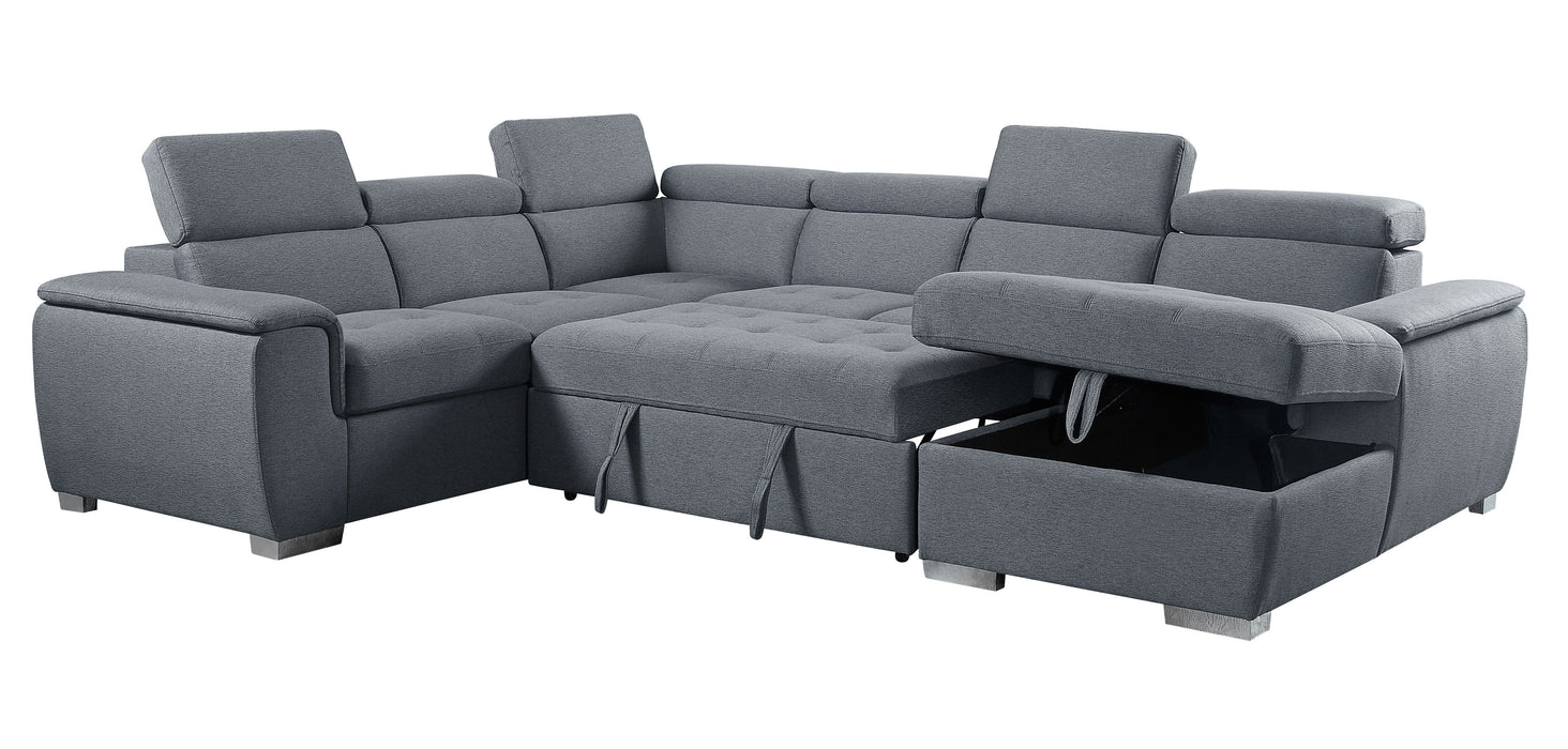 Hanley 124"L Sectional Sofa with Sleeper & Storage