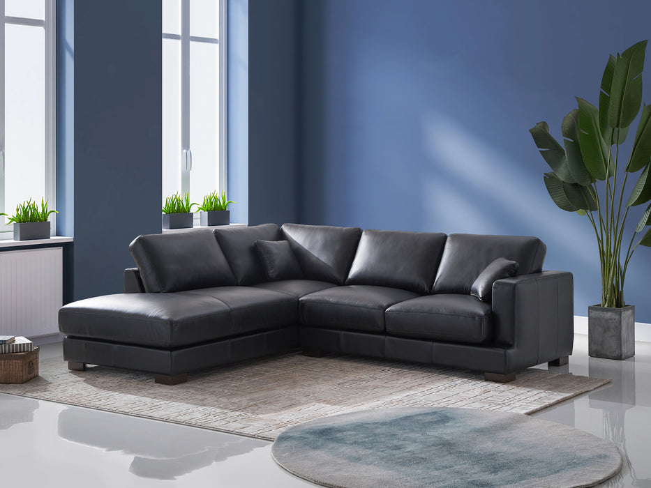 Geralyn 101"L Top Grain Leather Sectional Sofa with 2 Pillows