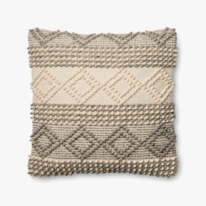 Magnolia Home by Joanna Gaines x Loloi Pillows P0460 Grey / Ivory