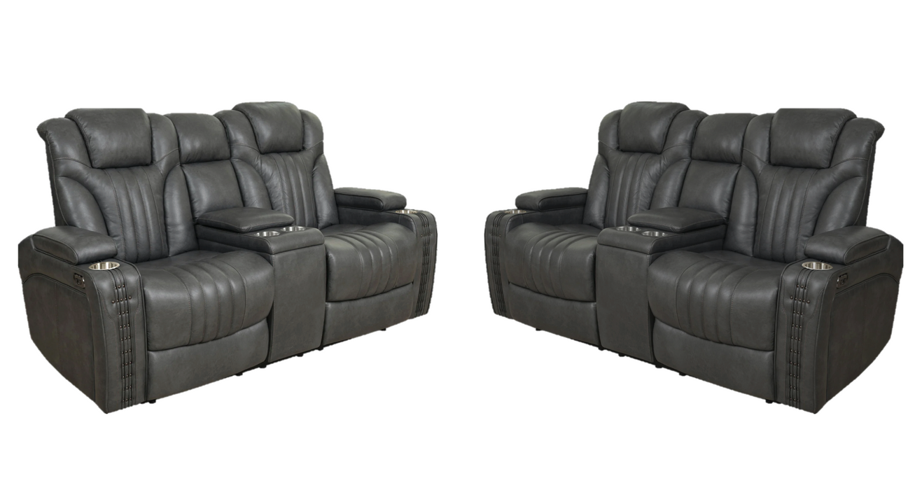 Pulaski Power Reclining & Headrest Two Leather Loveseat Set