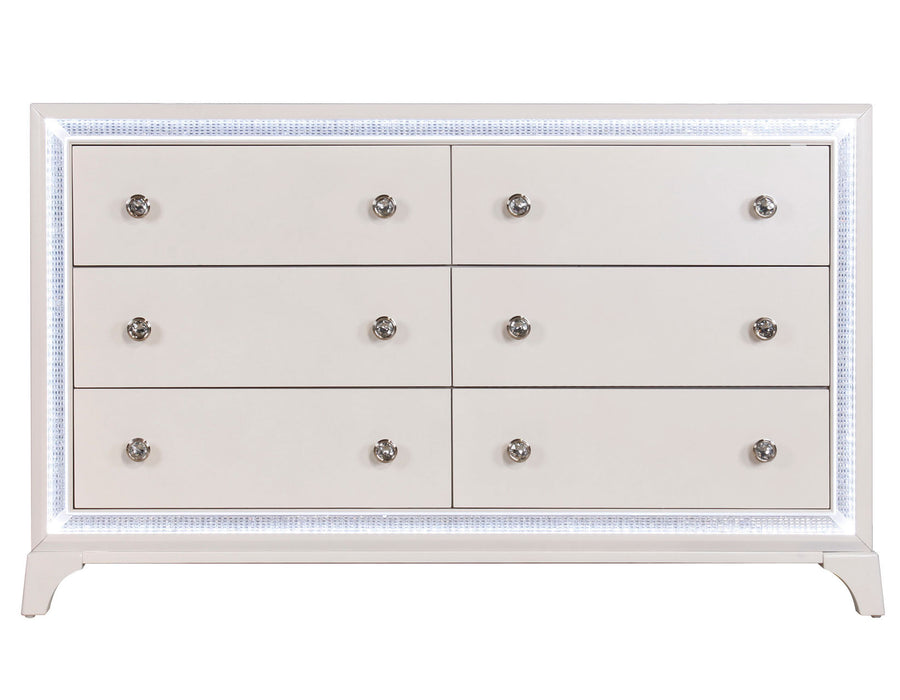 Cassie Illuminating Glam 58″ Dresser, Shimmering Pearl Finish