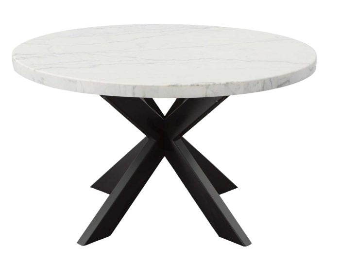 Xena 52-inch Round 5-Piece White Marble Dining Set