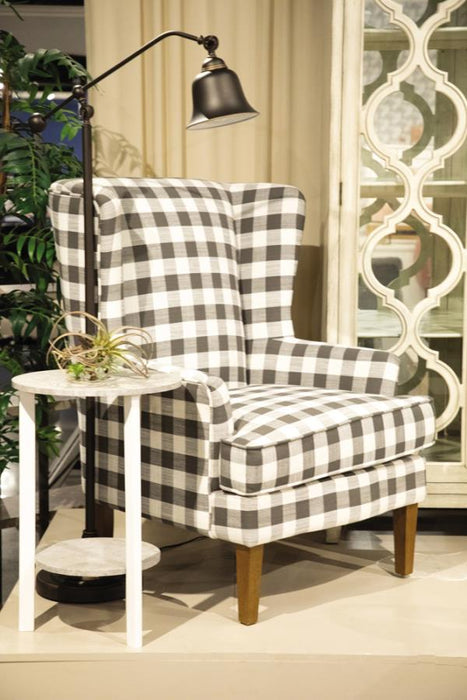 Glenn Plaid Upholstered Wingback Accent Chair