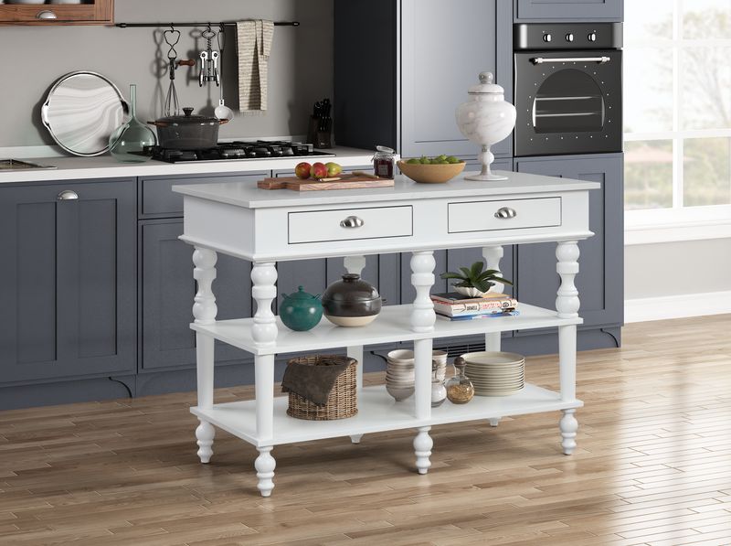 Rorratt 2 Drawers Kitchen Island