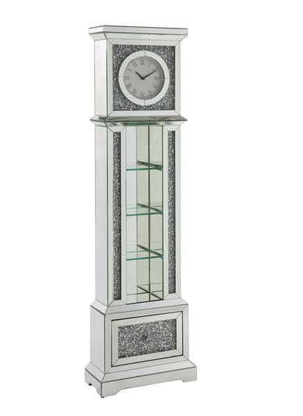 Noralie Glam Grandfather Clock with LED & Faux Diamonds Inlay