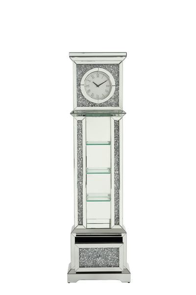 Noralie Glam Grandfather Clock with LED & Faux Diamonds Inlay