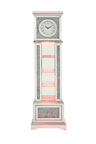 Noralie Glam Grandfather Clock with LED & Faux Diamonds Inlay