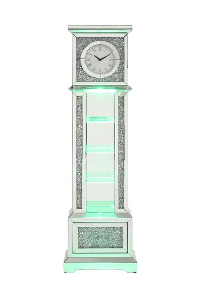 Noralie Glam Grandfather Clock with LED & Faux Diamonds Inlay