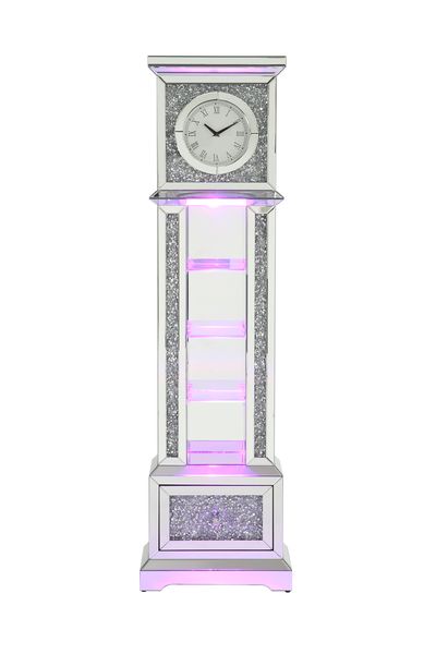 Noralie Glam Grandfather Clock with LED & Faux Diamonds Inlay