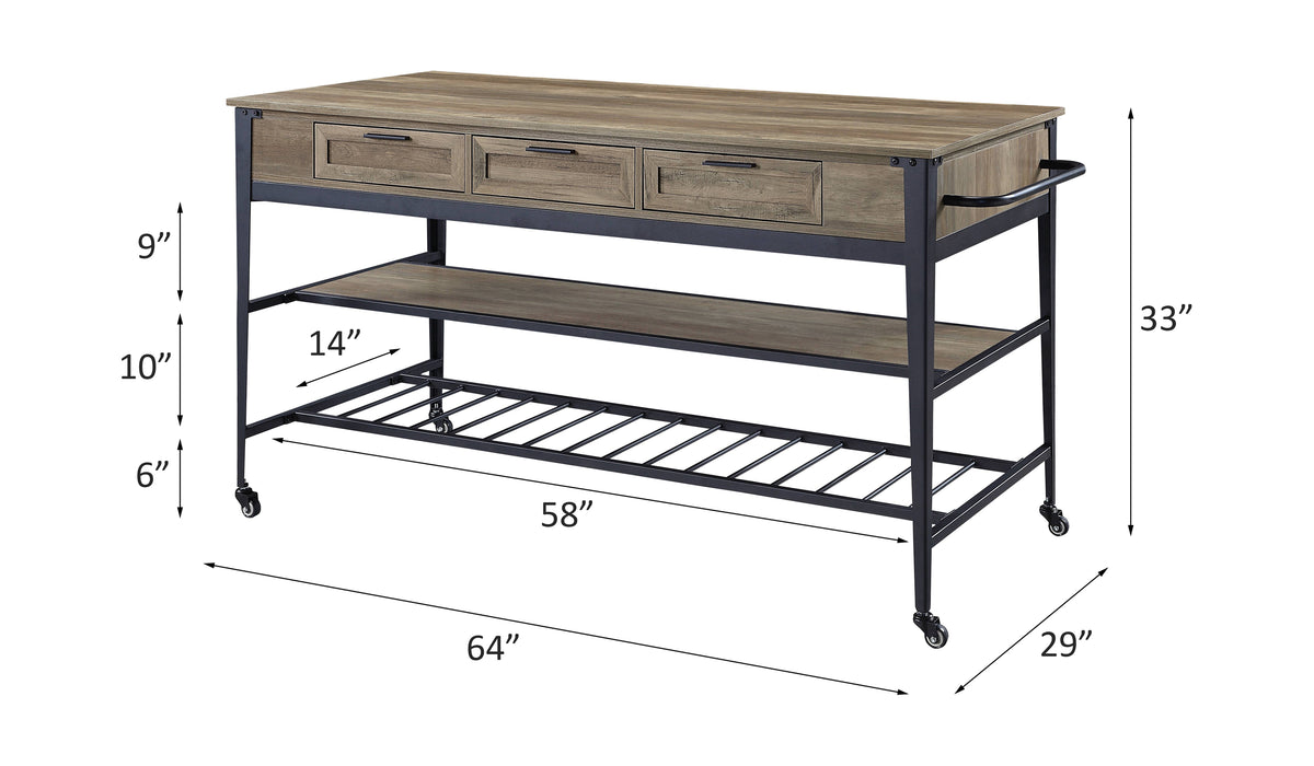 Macaria 3 Drawers Kitchen Island