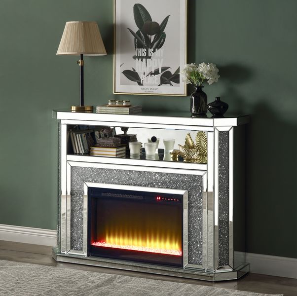 Noralie 51"L x 39"H Glam Fireplace with LED