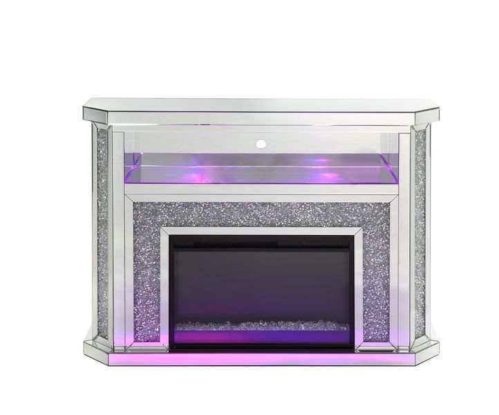 Noralie 51"L x 39"H Glam Fireplace with LED