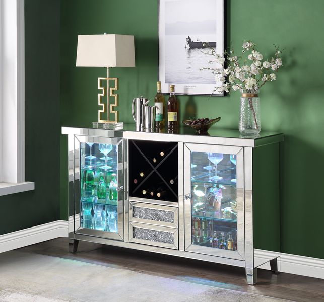 Noralie 36"H Glam Wine Cabinet with LED