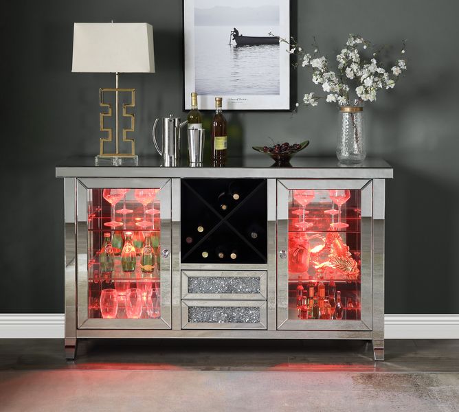 Noralie 36"H Glam Wine Cabinet with LED