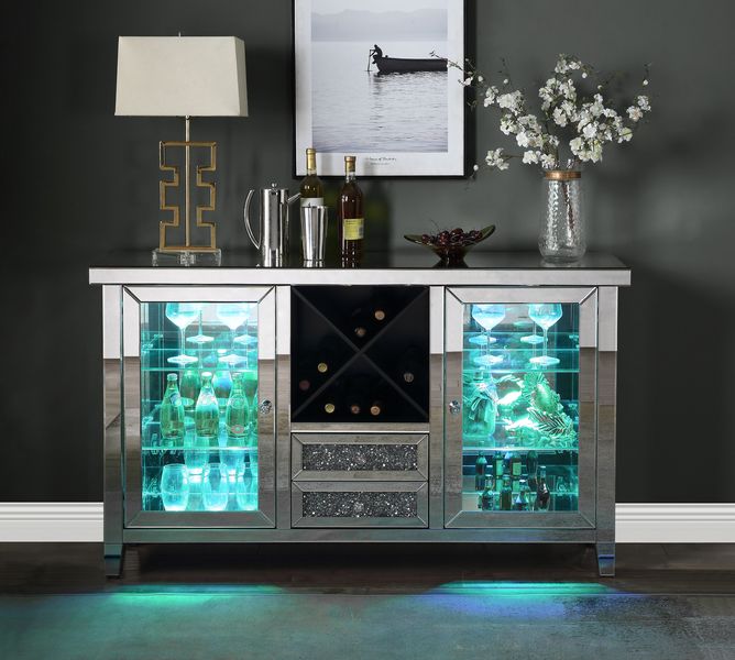 Noralie 36"H Glam Wine Cabinet with LED