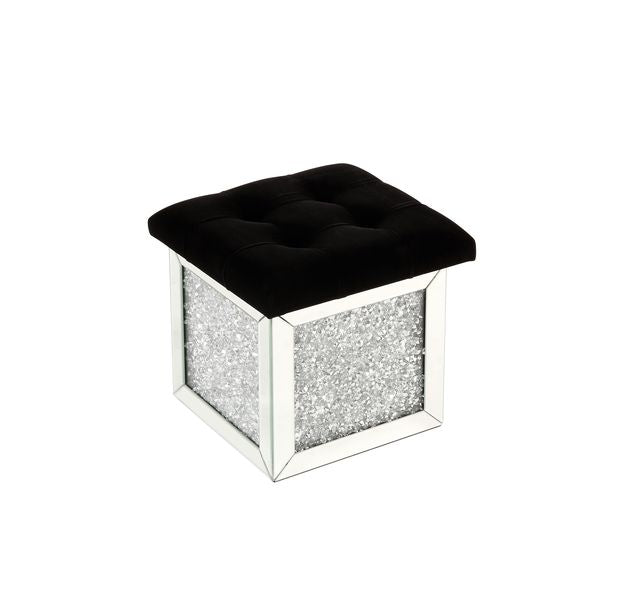 Noralie Square Glam Ottoman with Storage