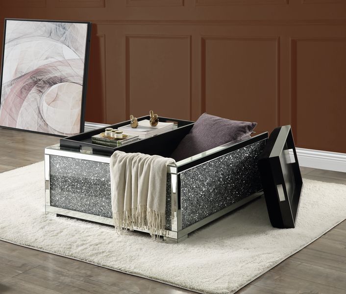 Noralie Rectangular Glam Ottoman with Storage