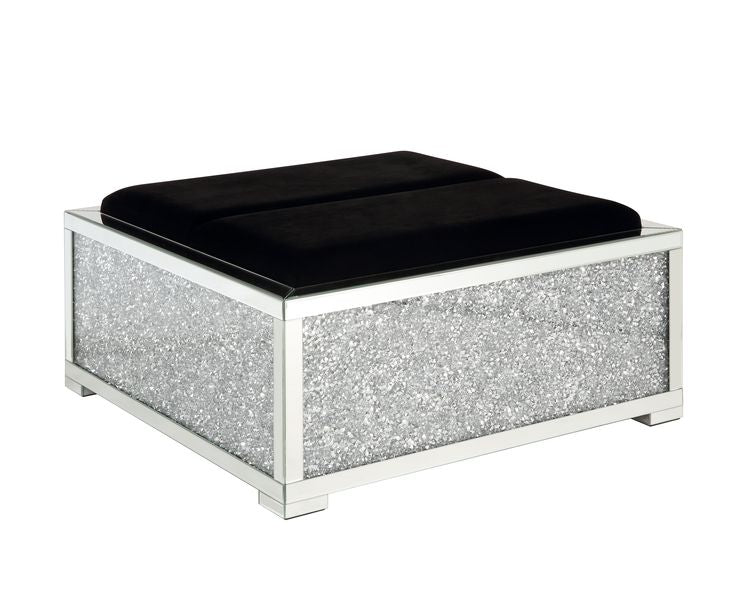 Noralie Rectangular Glam Ottoman with Storage