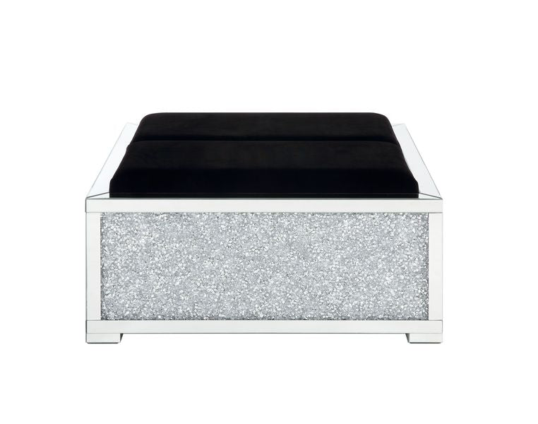 Noralie Rectangular Glam Ottoman with Storage