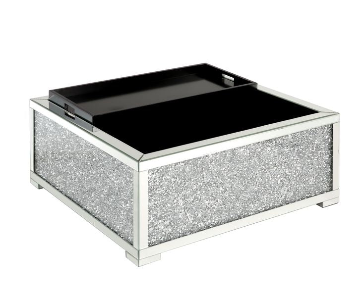 Noralie Rectangular Glam Ottoman with Storage