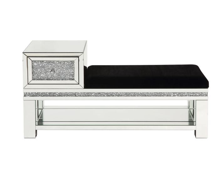 Noralie 47"L Glam Bench with Storage & Faux Diamonds Inlay