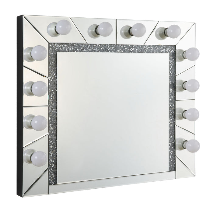 Noralie 32"L x 28"H Glam Accent Mirror with Faux Diamonds